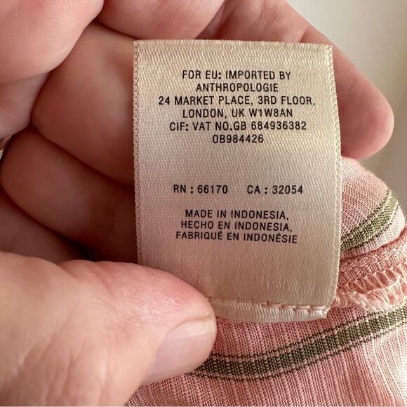 Anthropologie Maeve Brenda Pink and White Striped Boho Ballon Sleeve Blouse - Picture 9 of 9